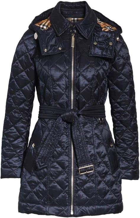 BURBERRY BAUGHTON 18 Check Trim Hooded Belted Quilted 